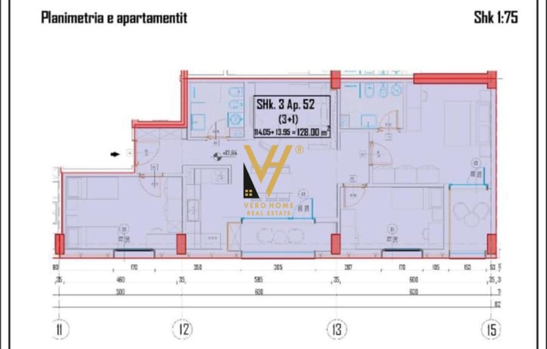 Shitet Apartament 3+1+2 te Ish Sheshi Shqiponja 128 m2